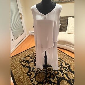 White Party Ready White Sleeveless V-Neck High Low Coverup/ Dress./ Shirt.